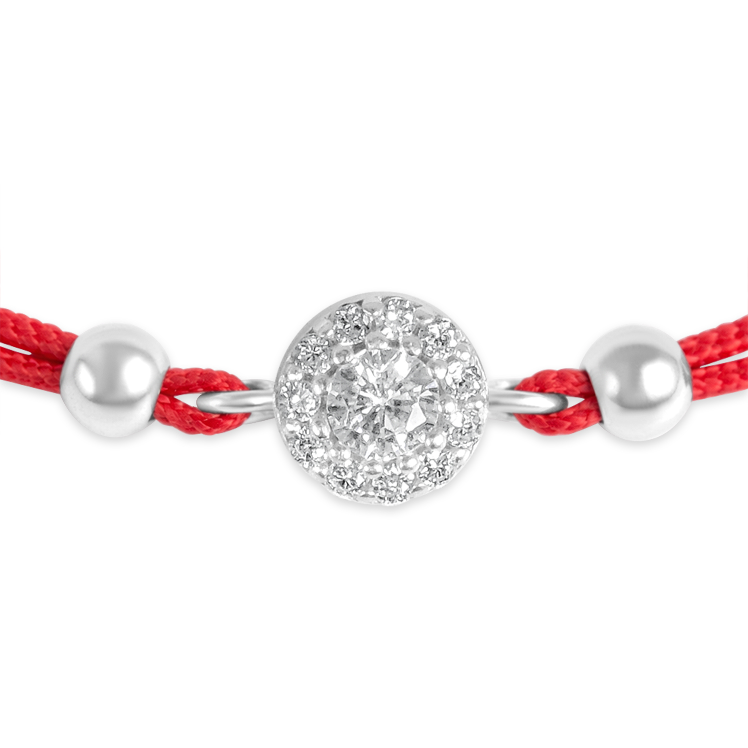 Bratara argint cu snur rosu si pietre Zirconia Pure Spark
