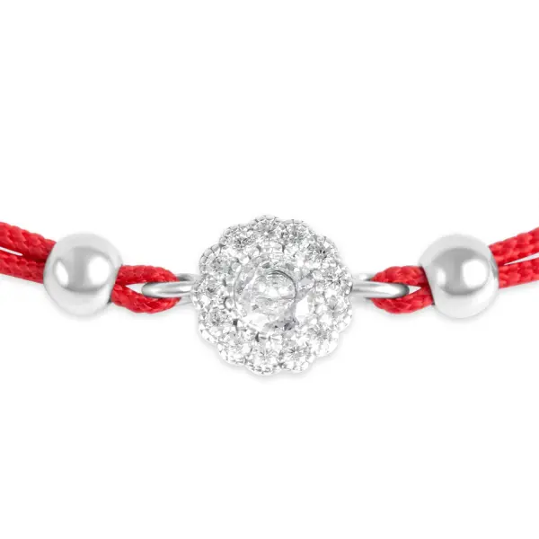 Bratara argint cu snur rosu si pietre Zirconia Halo Glow