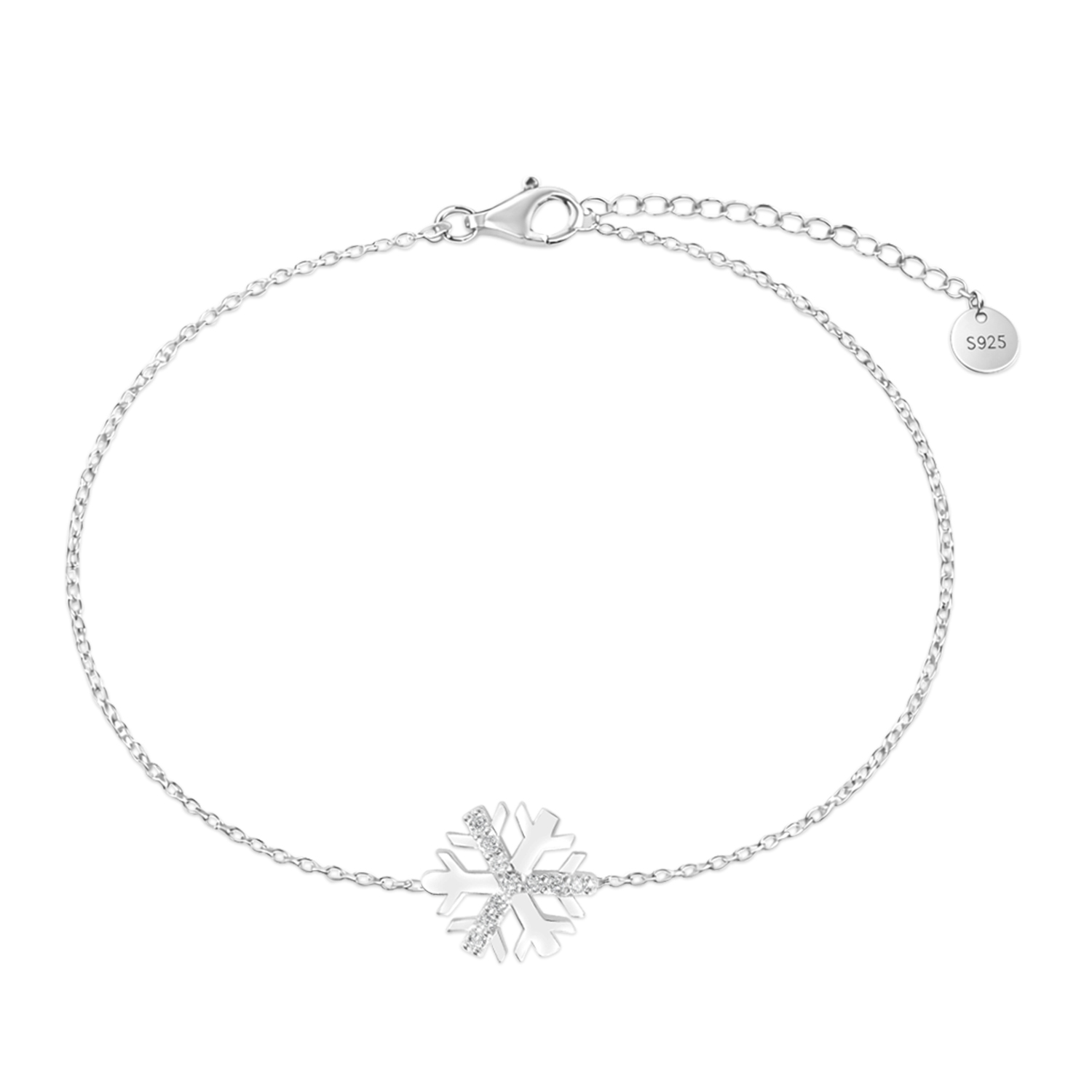 Bratara argint cu fulg de nea si pietre Zirconia Snowlight Charm