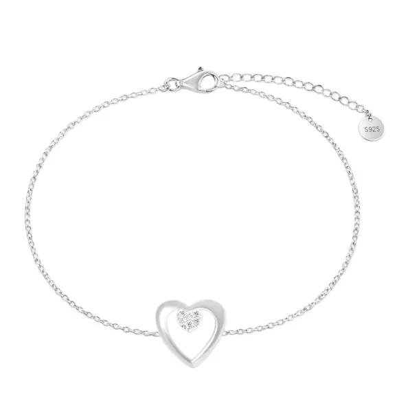 Bratara argint cu inima si pietre Zirconia Heart Whisper