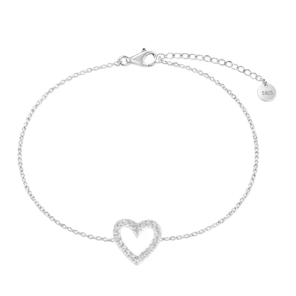 Bratara argint model inima si pietre Zirconia Heart Glow