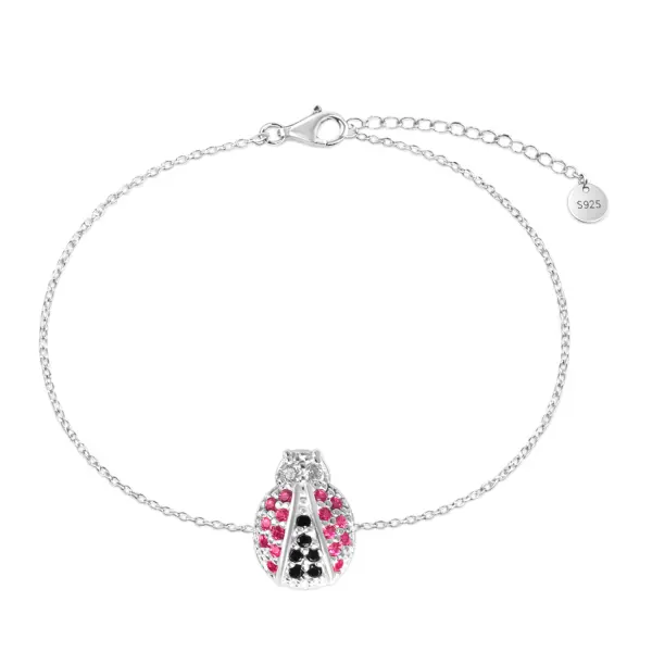 Bratara argint cu gargarita si pietre Zirconia negre violet si albe Lucky Lady Glow