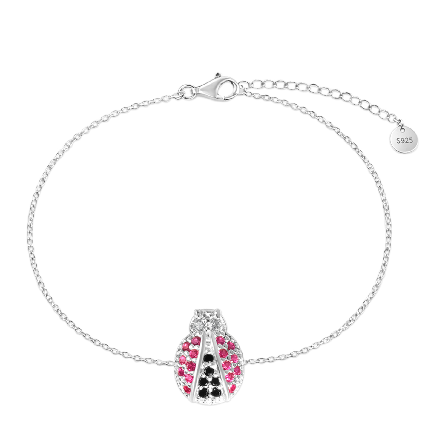 Bratara argint cu gargarita si pietre Zirconia negre violet si albe Lucky Lady Glow