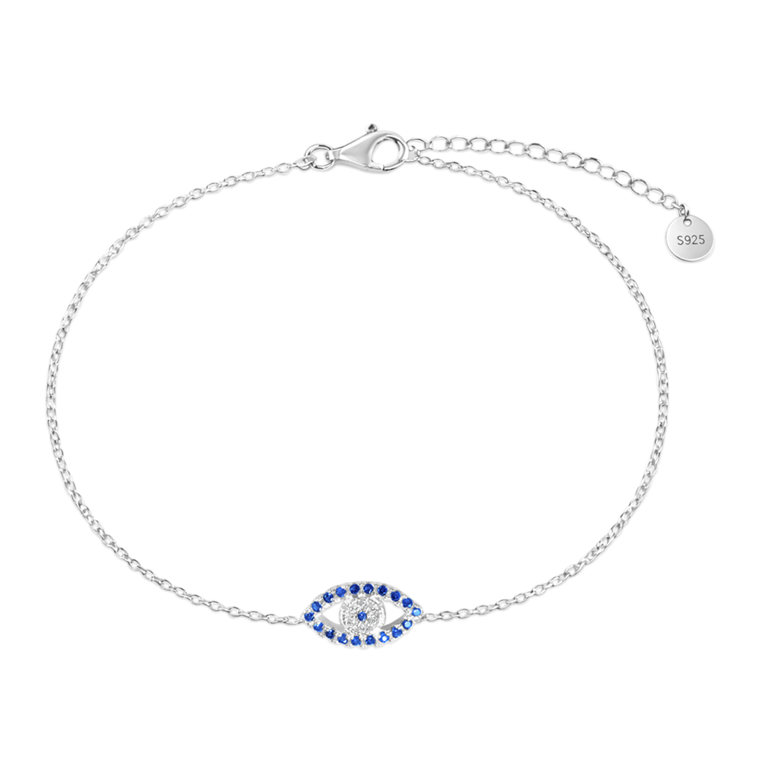 Bratara argint cu pietre Zirconia albe si albastre Blue Eye Elegance