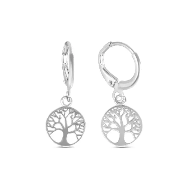 Cercei argint rotunzi cu model Copacul Vietii Tree of Life Silver Charm