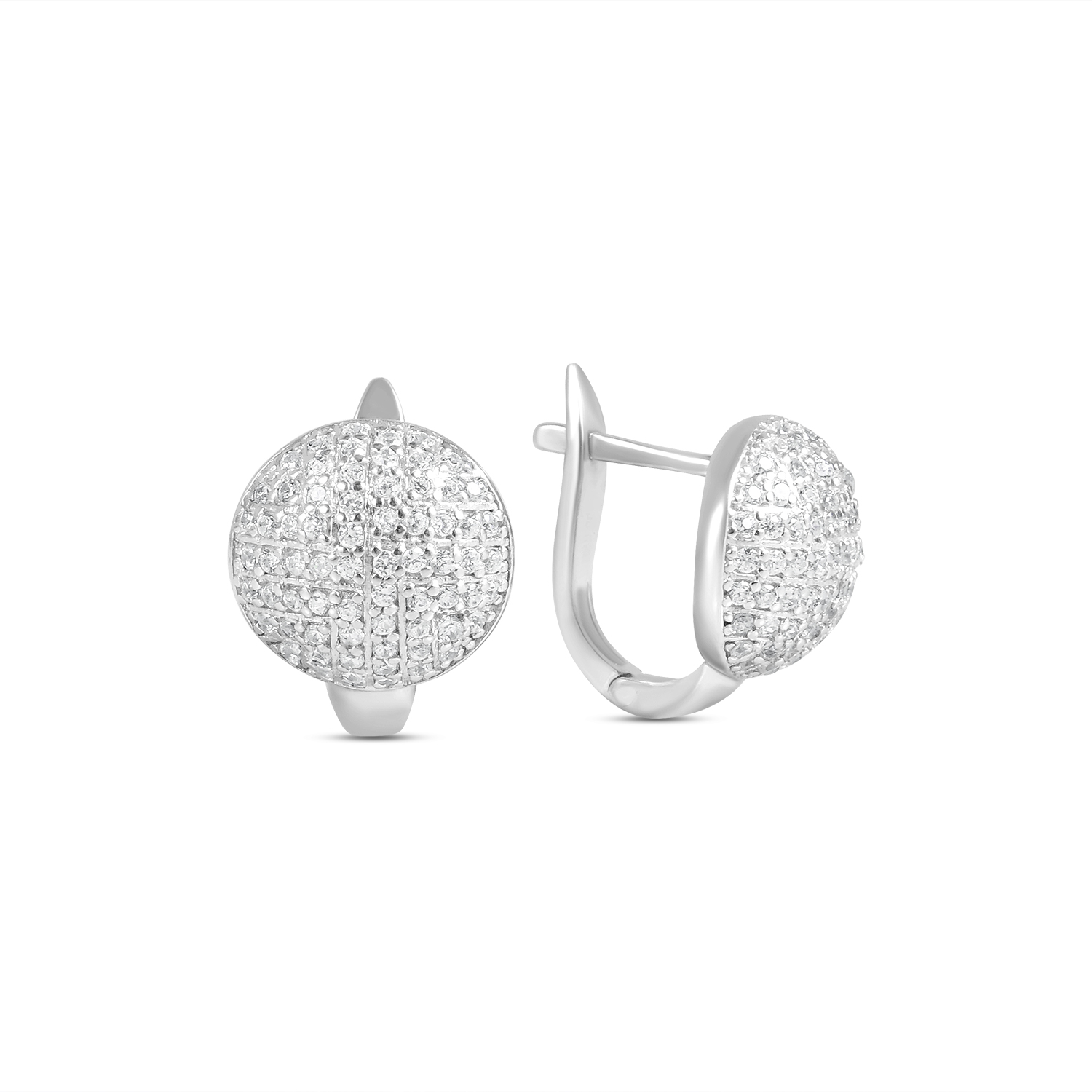 Cercei argint cu semicerc de pietre Zirconia Half Moon Sparkle