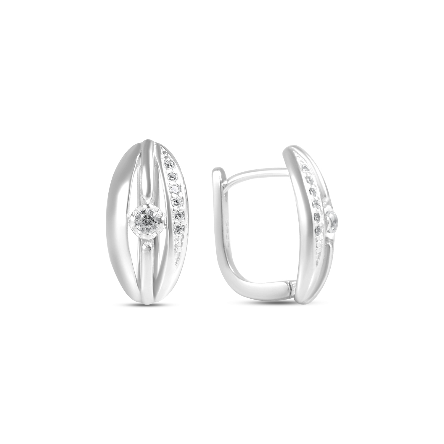 Cercei argint cu design elegant si pietre Zirconia Elegant Motion