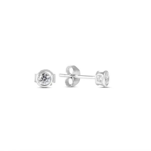Cercei argint cu pietre Zirconia rotunde Pure Circle Glow