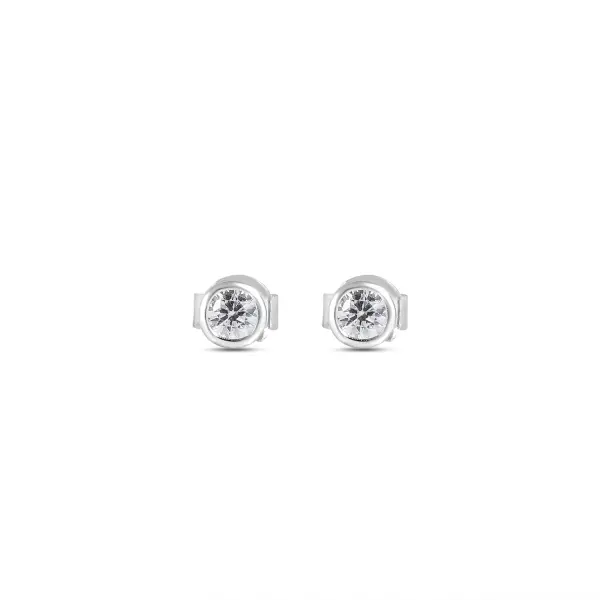 Cercei argint cu pietre Zirconia rotunde Double Glow Studs