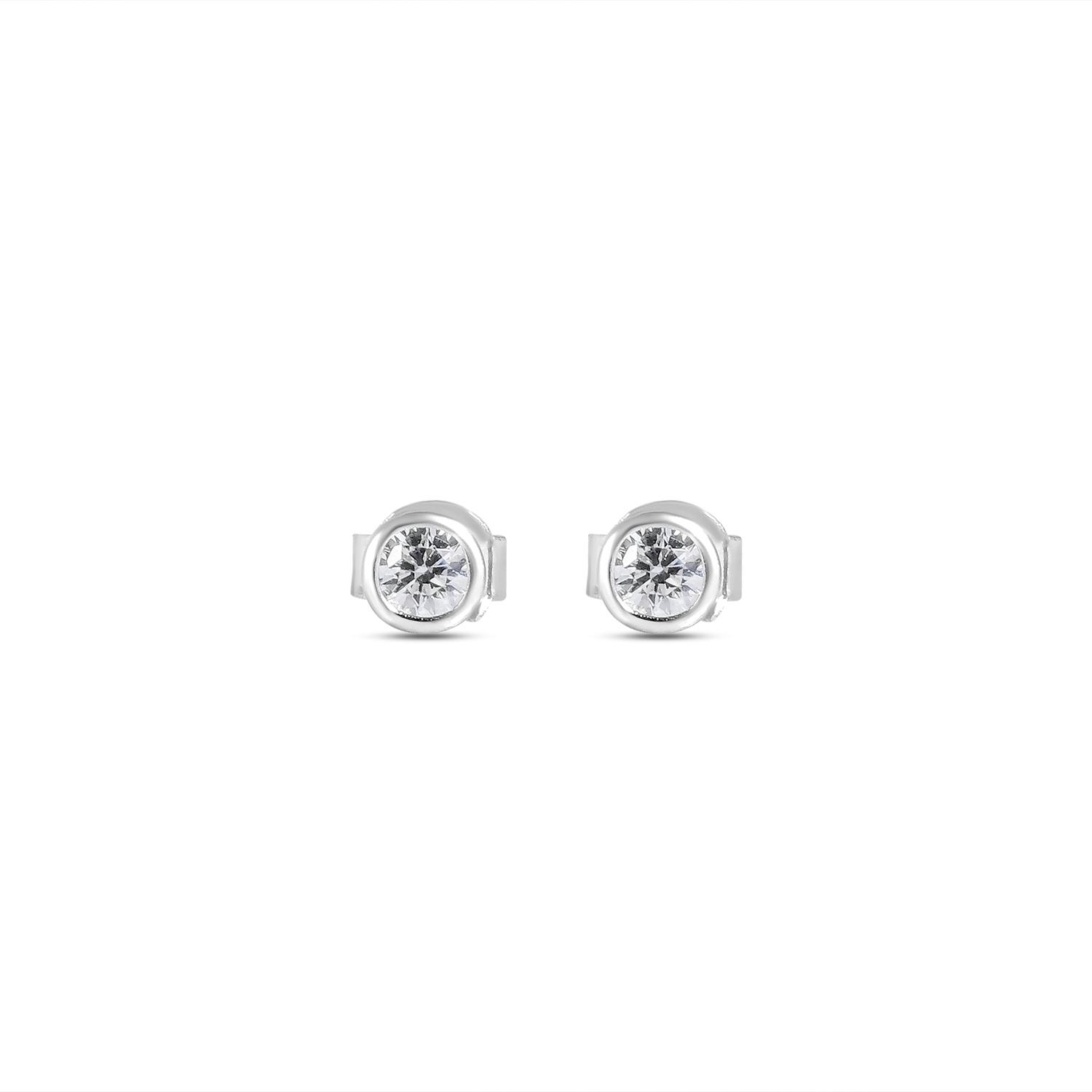 Cercei argint cu pietre Zirconia rotunde Double Glow Studs