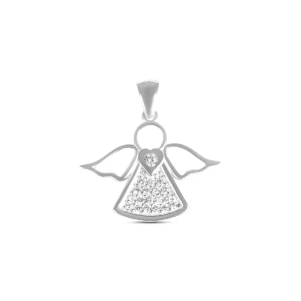 Pandantiv argint in forma de inger cu pietre zirconia Angel Light