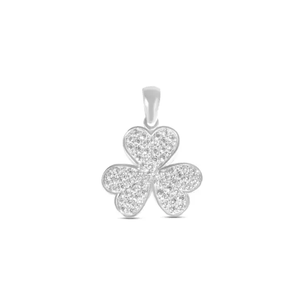 Pandantiv argint in forma de trifoi cu pietre zirconia Lucky Clover Glow