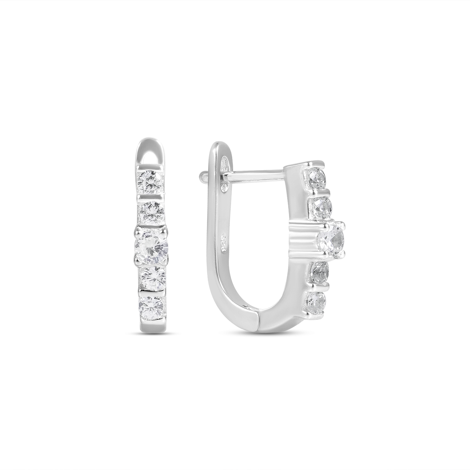 Cercei argint ingusti cu 5 pietre Zirconia Line Spark