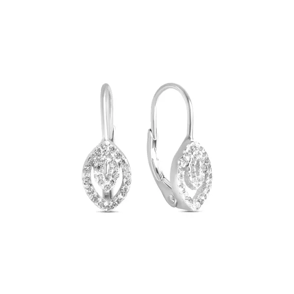 Cercei argint eleganti cu model oval si pietre Zirconia Oval Grace