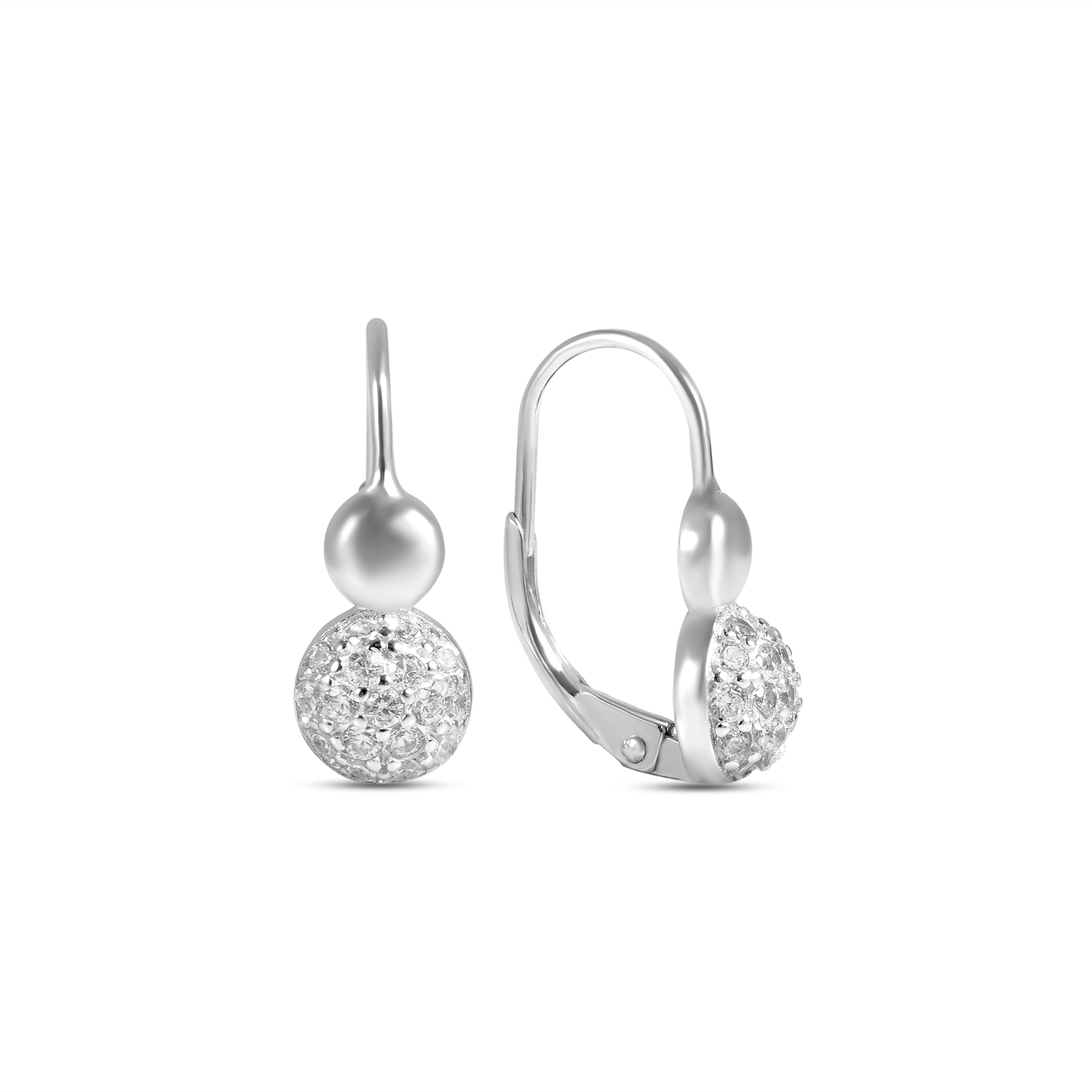 Cercei argint cu pietre Zirconia in forma de semisfera Luna Pavé Glow