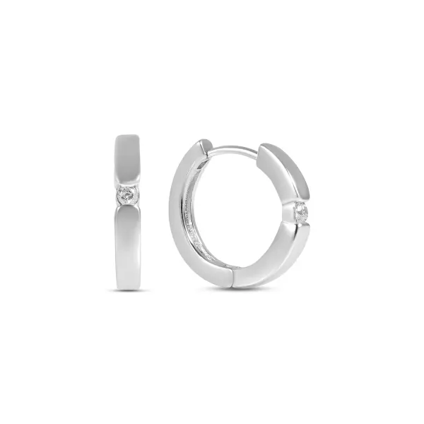 Cercei argint rotunzi scurti cu piatra Zirconia Pure Circle Glow