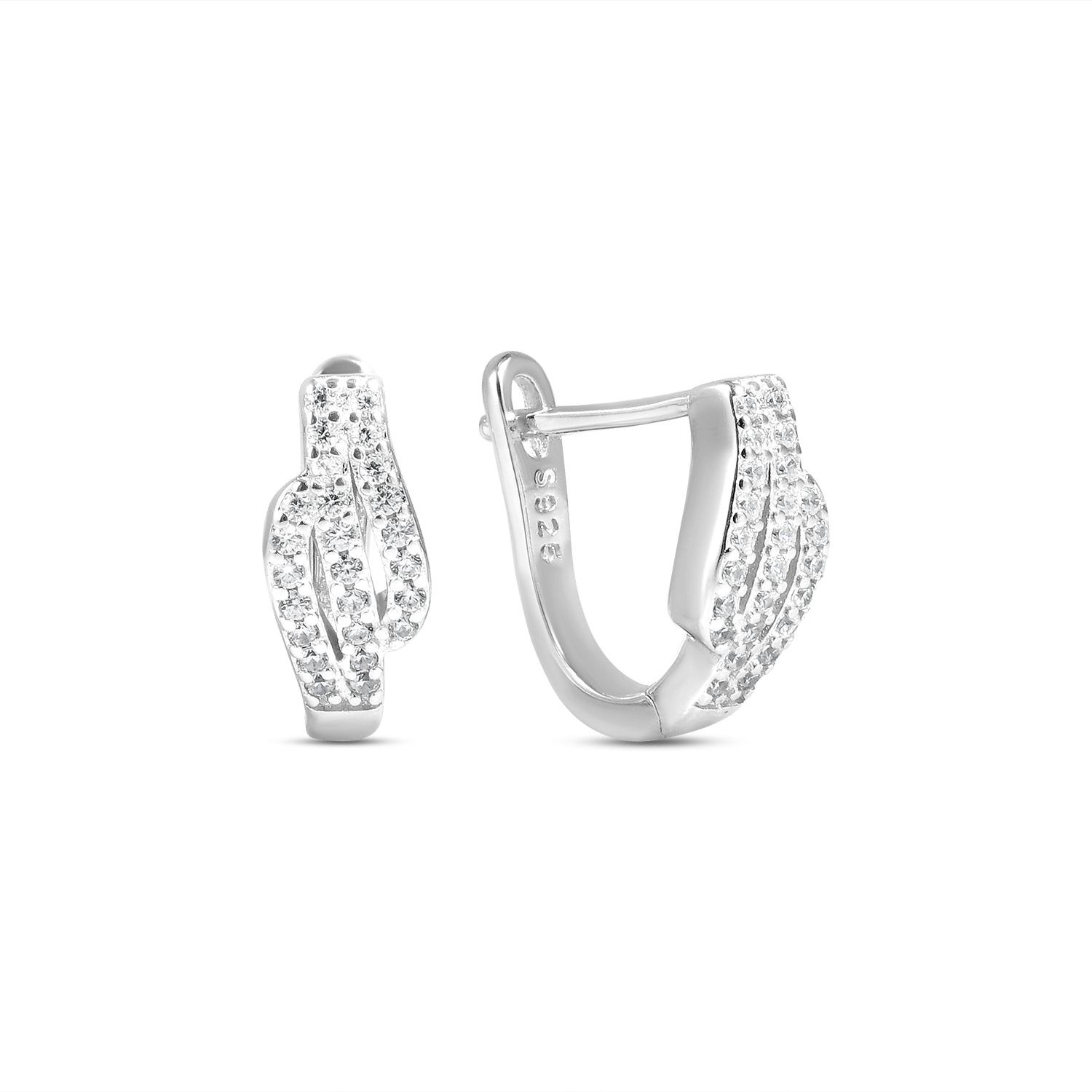 Cercei argint cu design elegant si pietre zirconia Elegant Pavé Grace