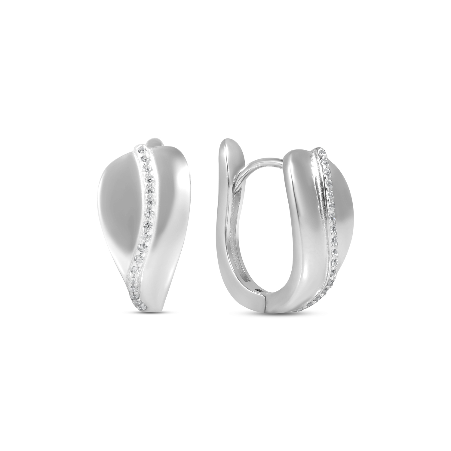 Cercei argint cu linie fina de pietre zirconia Elegant Line