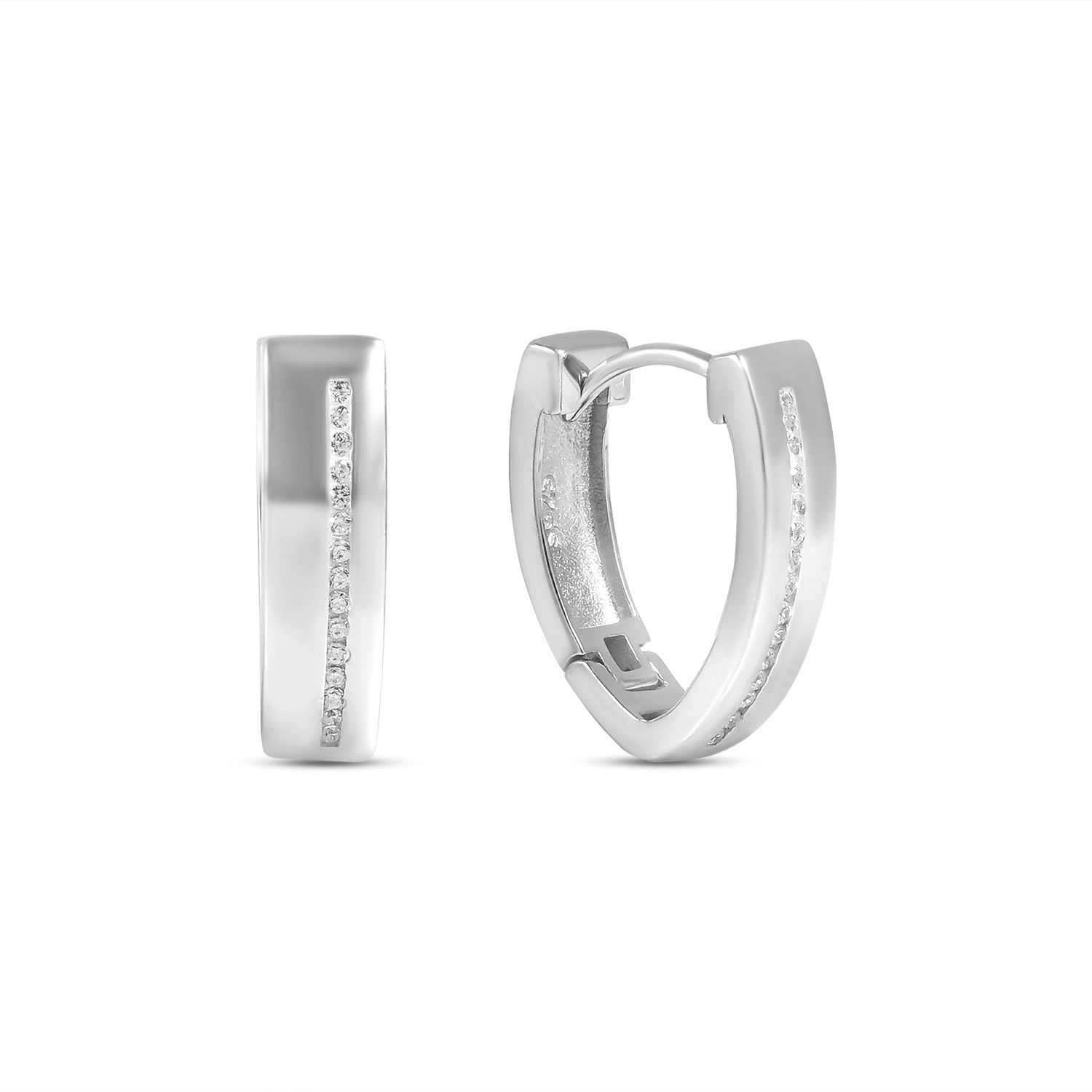 Cercei argint cu linie subtire de pietre zirconia Fine Line Glow