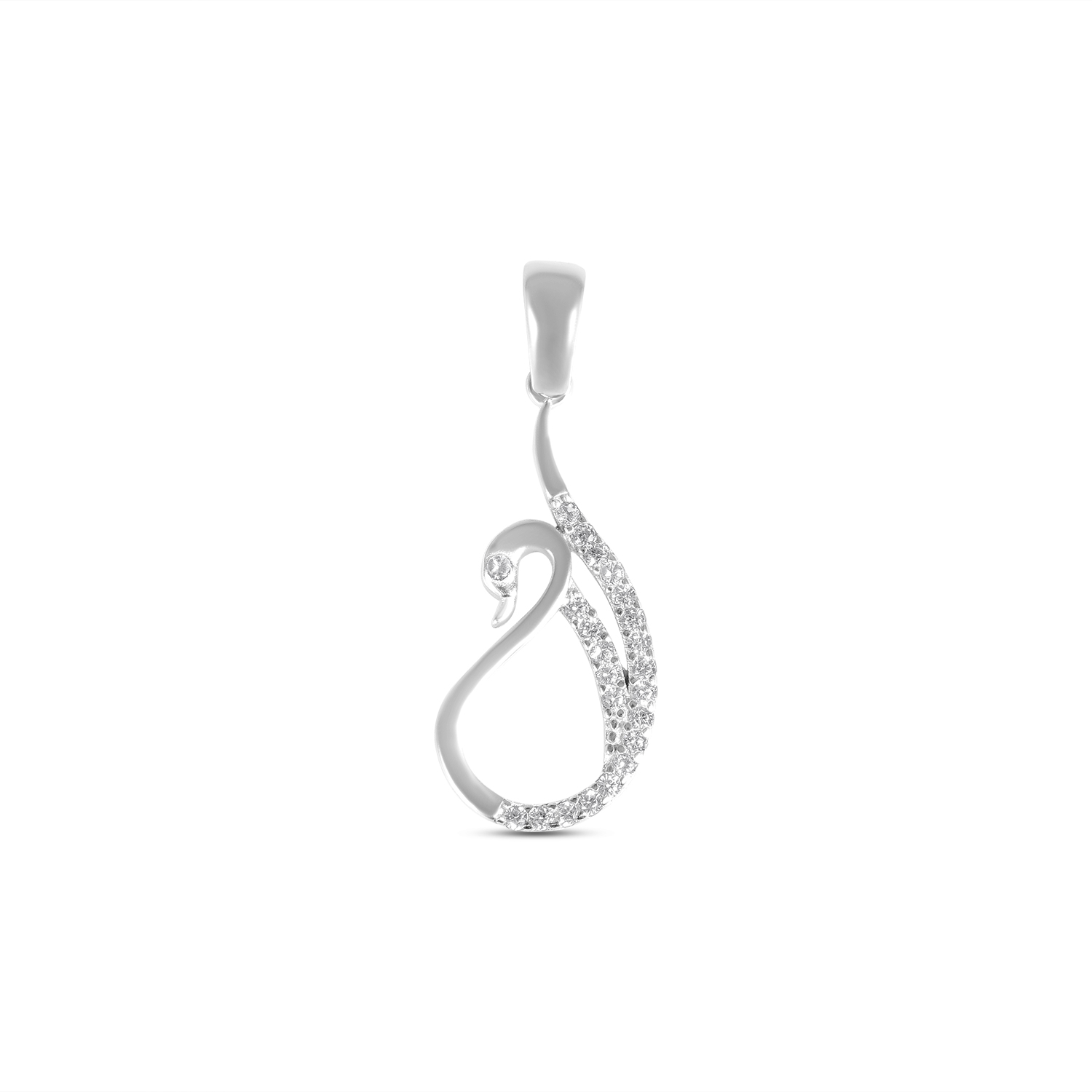 Pandantiv argint in forma de lebada cu pietre Zirconia Swan Elegance