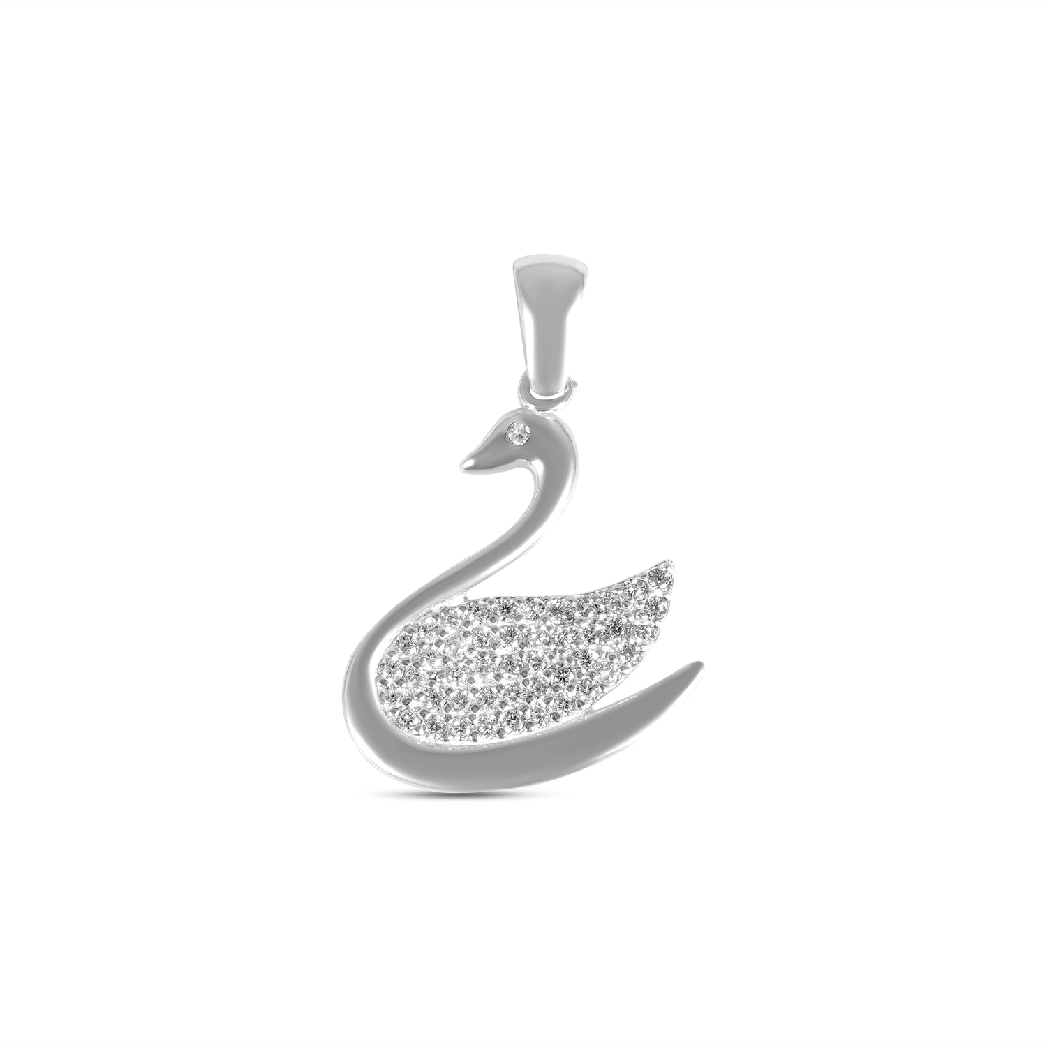 Pandantiv argint in forma de lebada cu pietre Zirconia Swan Grace
