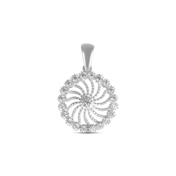 Pandantiv argint rotund cu pietre Zirconia Spiral Glow