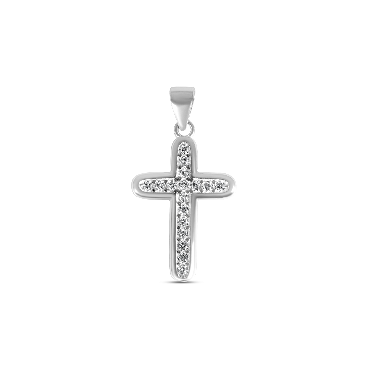 Pandantiv argint in forma de cruce cu pietre Zirconia Pure Faith