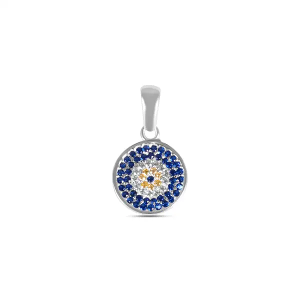 Pandantiv argint rotund cu pietre Zirconia albastre si albe Blue Radiance Circle