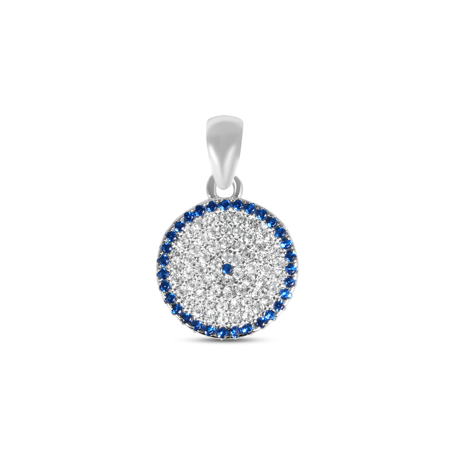 Pandantiv argint cu pietre Zirconia albe si albastre Blue Halo Circle
