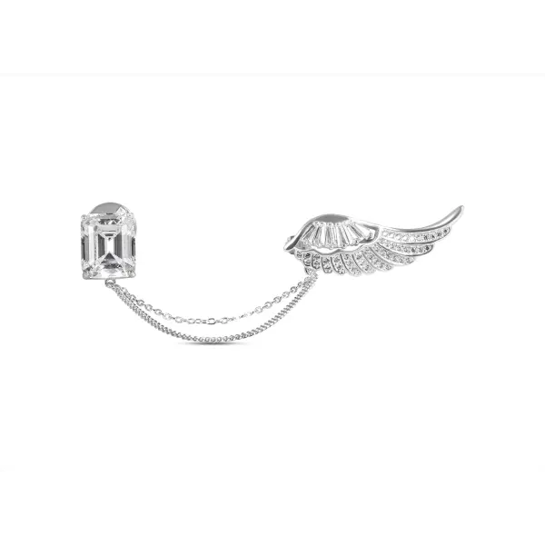 Brosa argint cu aripa si cristal mare Zirconia Celestial Wing