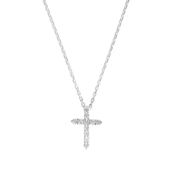 Colier de argint cu pandantiv cruce pavata cu pietre zirconia Divine Spark