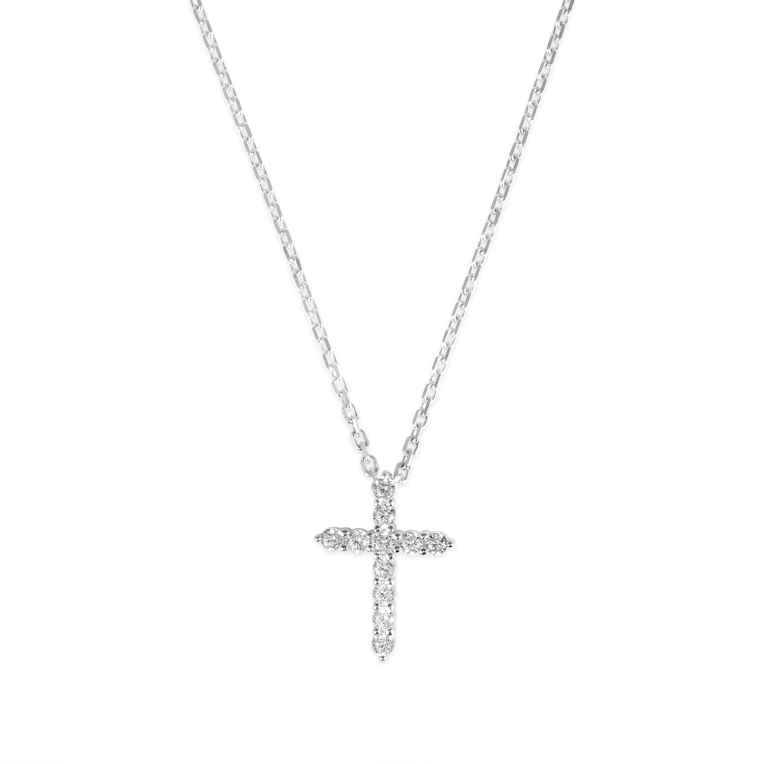 Colier de argint cu pandantiv cruce pavata cu pietre zirconia Divine Spark