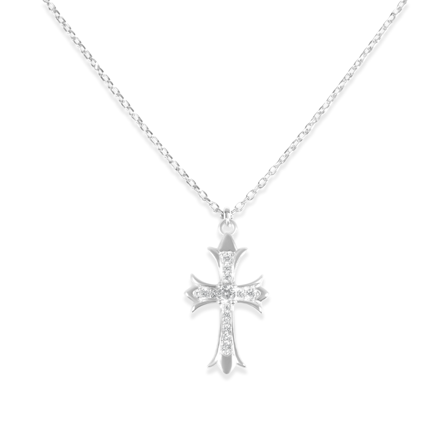 Colier de argint cu cruce si pietre zirconia Sacred Light