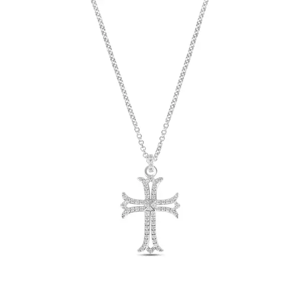 Colier de argint cu cruce eleganta si pietre Zirconia Faith Sparkle
