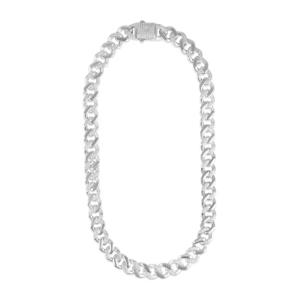 Lant de argint cuban cu zale late si pietre Zirconia Urban Luxe