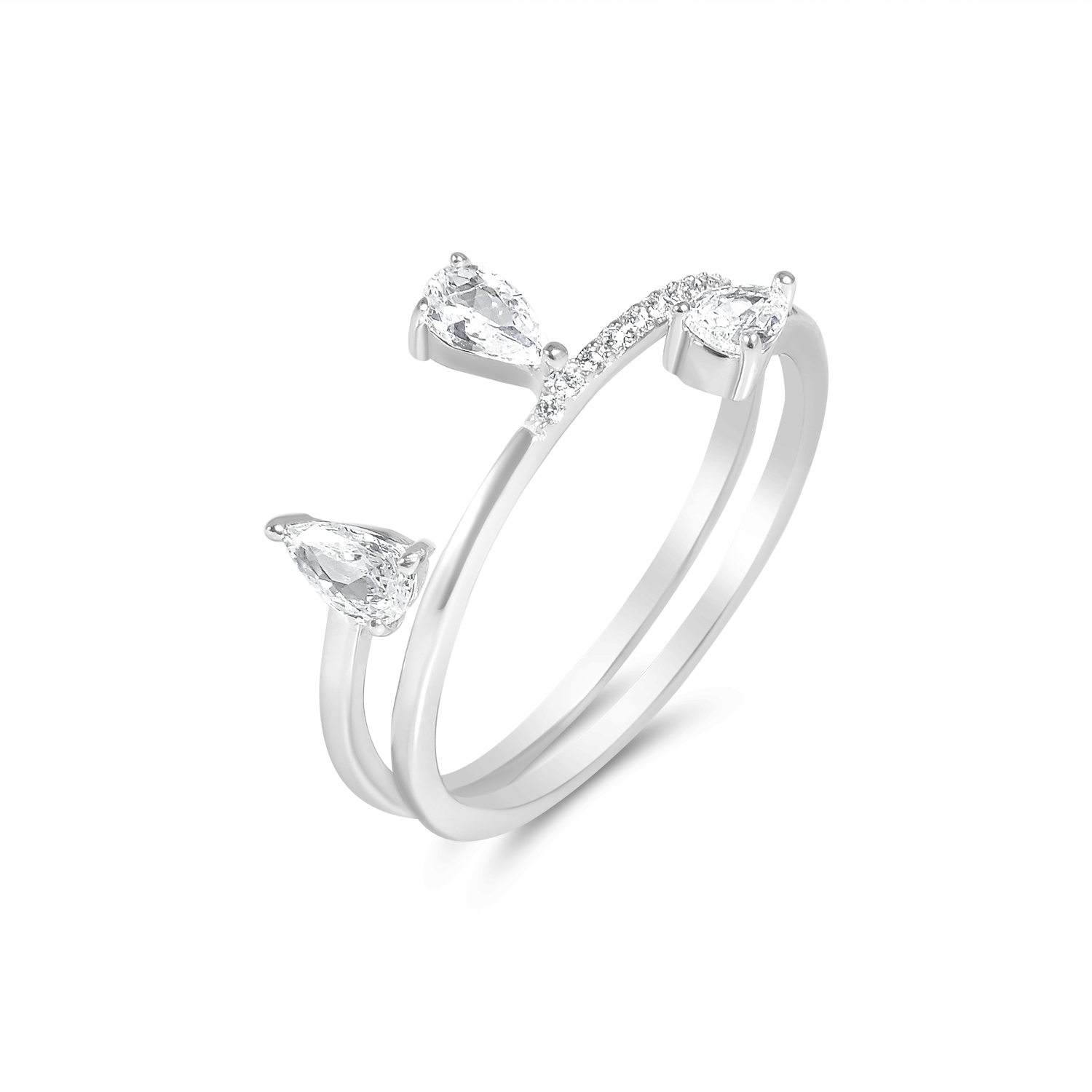 Inel argint dama cu design incrucisat si pietre Zirconia Crystal Touch