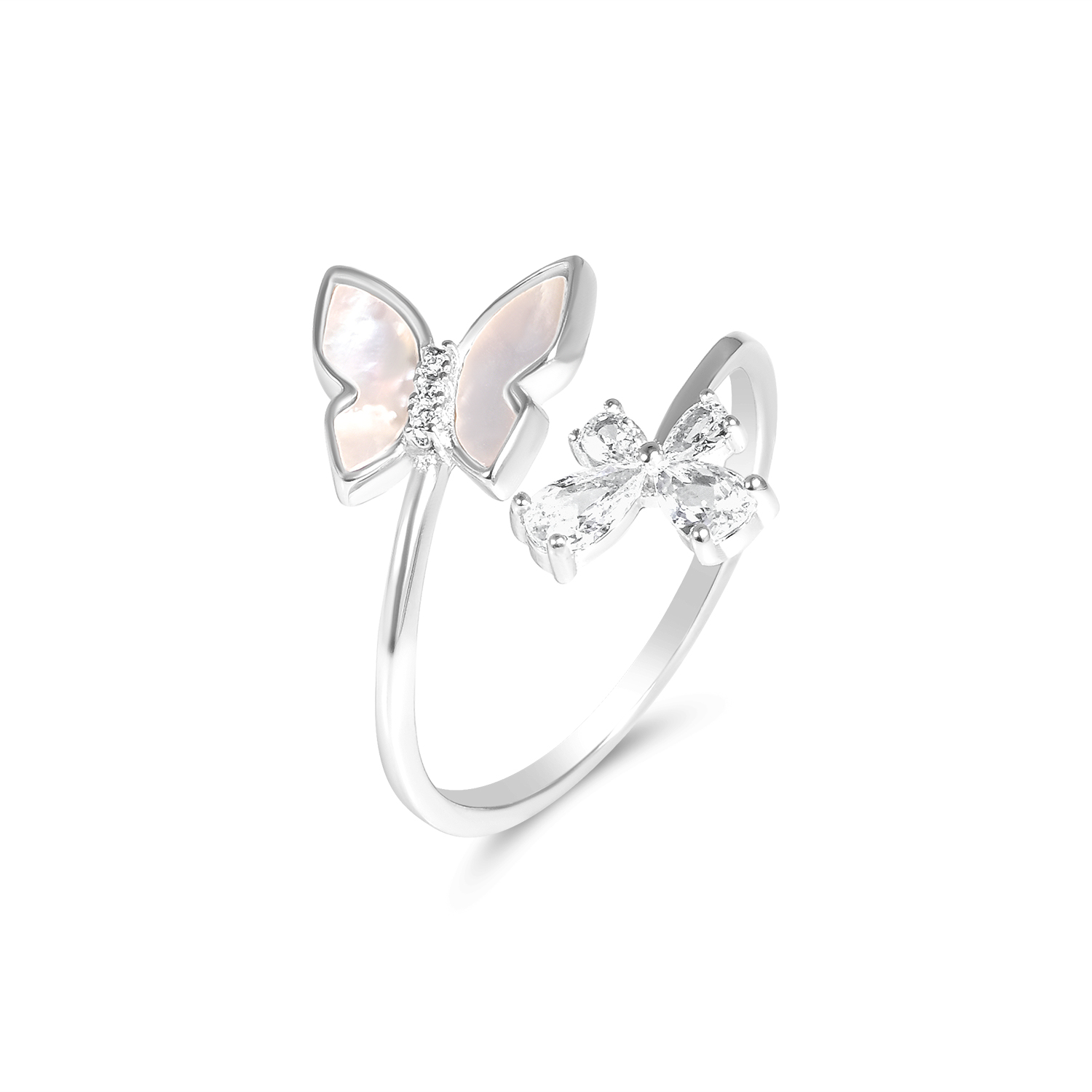 Inel argint dama design intrerupt, fluture decorativ si pietre Zirconia Butterfly Grace