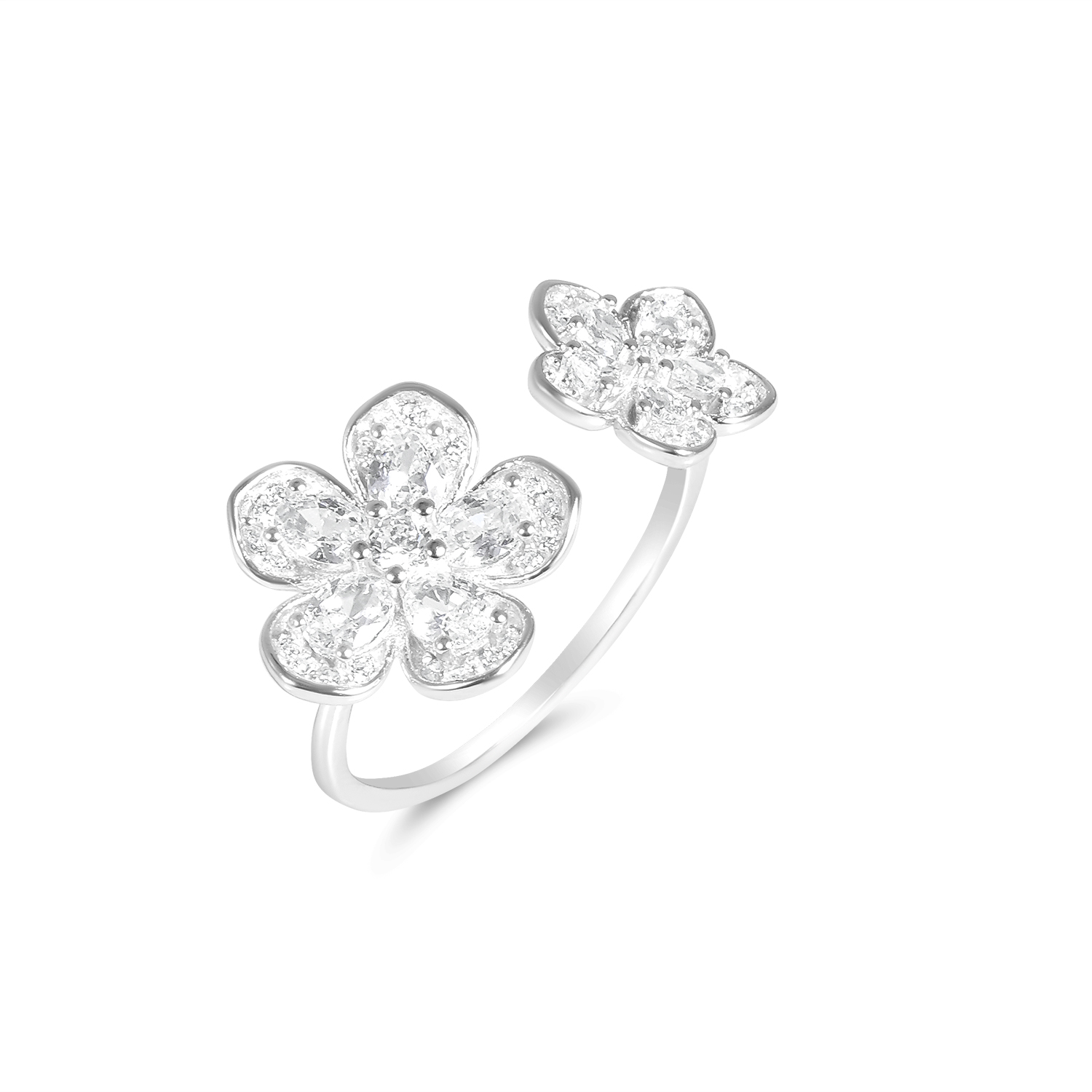 Inel argint dama cu pietre Zirconia si design intrerupt Floral Spark