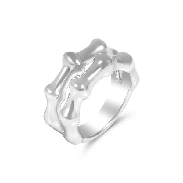 Inel argint dama cu design dublu sculptural Silver Flow
