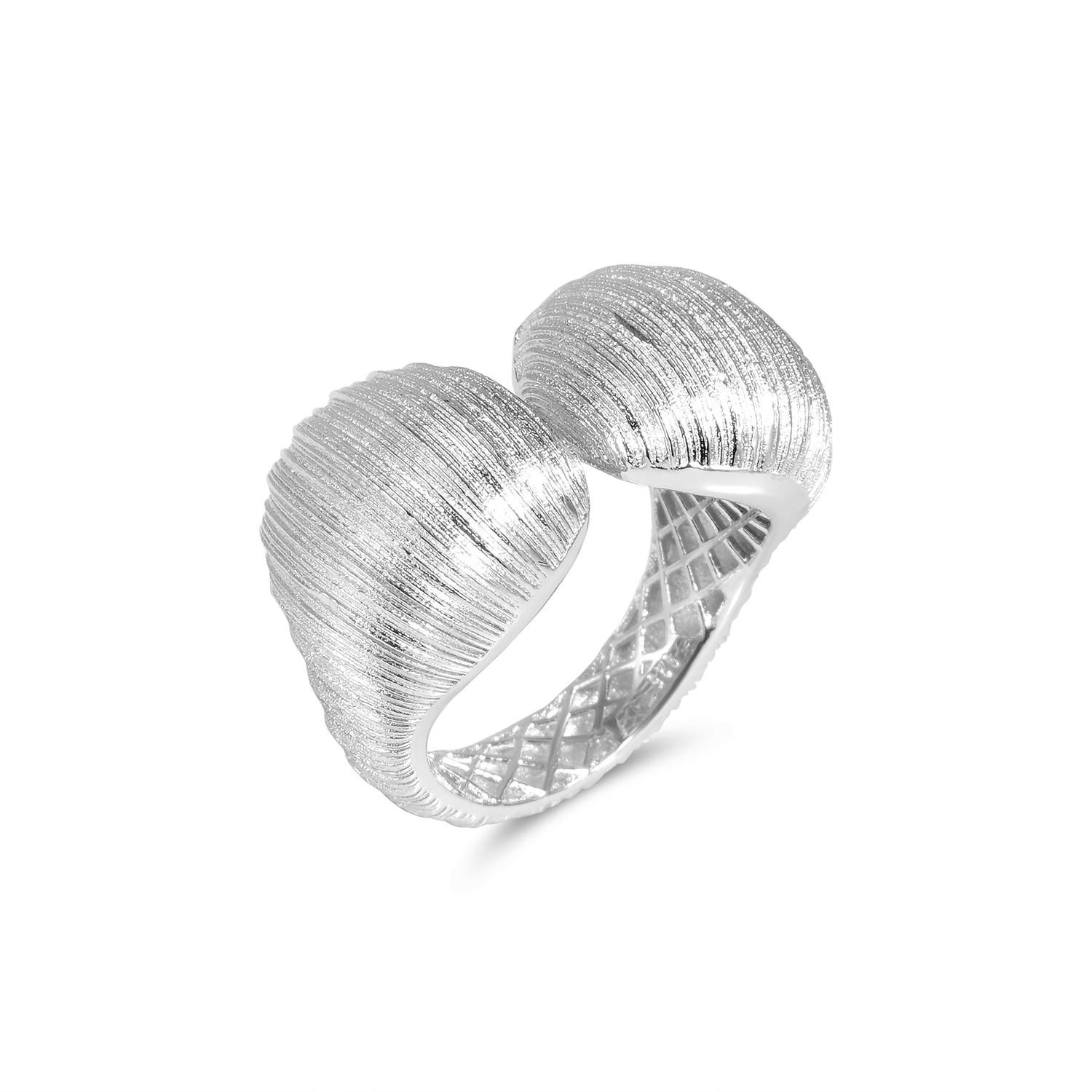 Inel argint dama cu volum dublu si textura satinata Dual Sphere