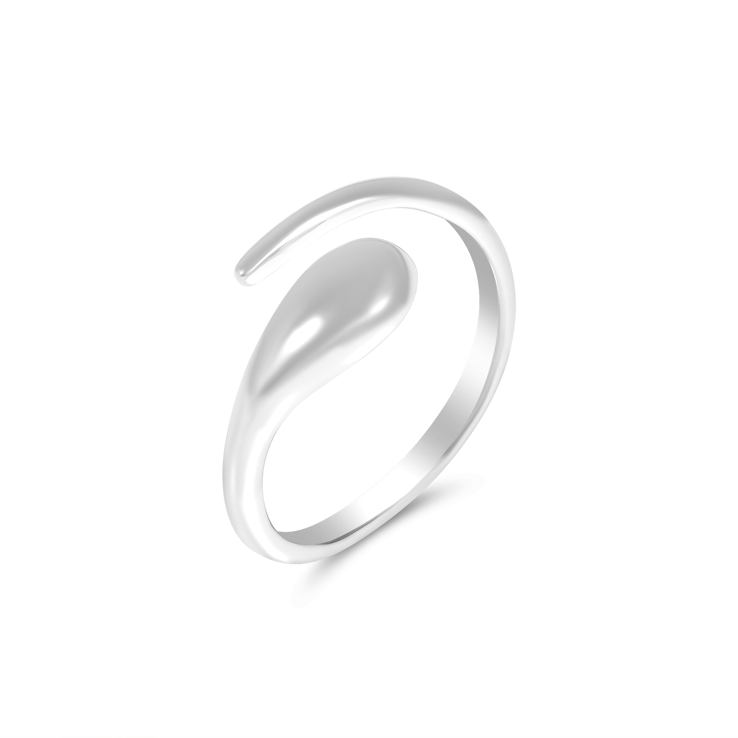 Inel argint dama cu design intrerupt si forme fluide Silver Open Grace