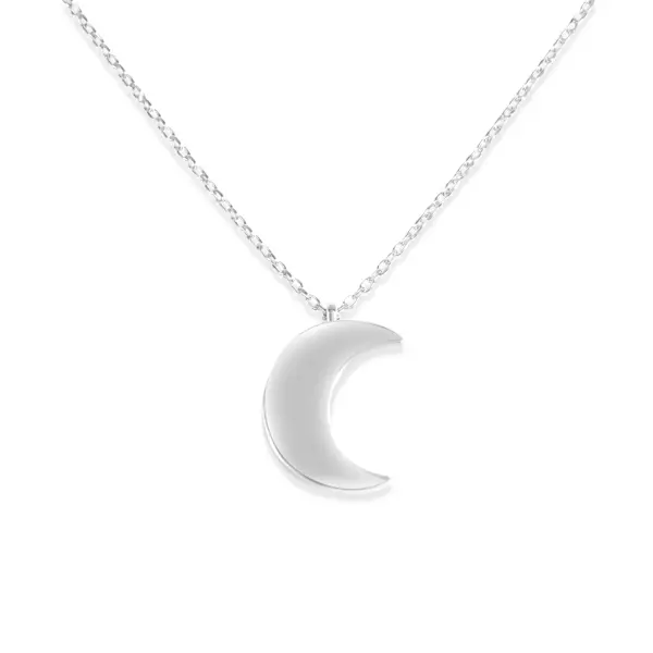 Colier de argint cu lant dublu fin, piatra Zirconia si luna Moonlight Whisper
