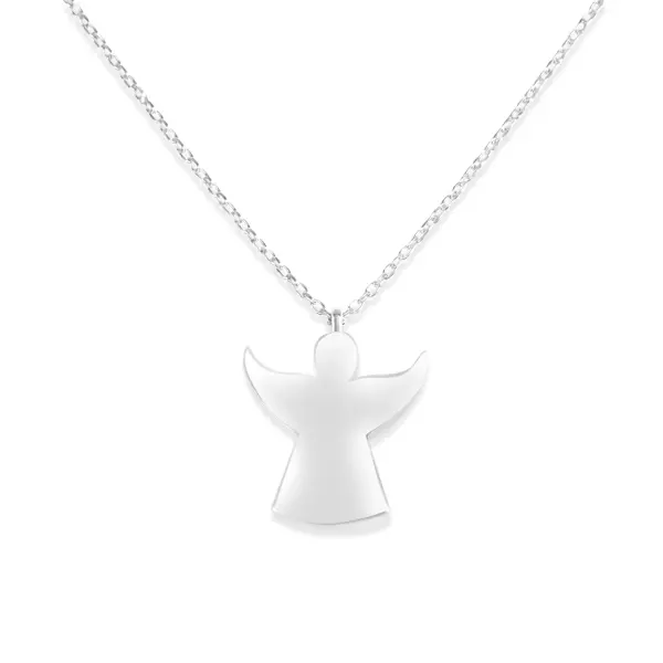Colier de argint fin cu pandantiv dublu piatra Zirconia si silueta inger Angel Light