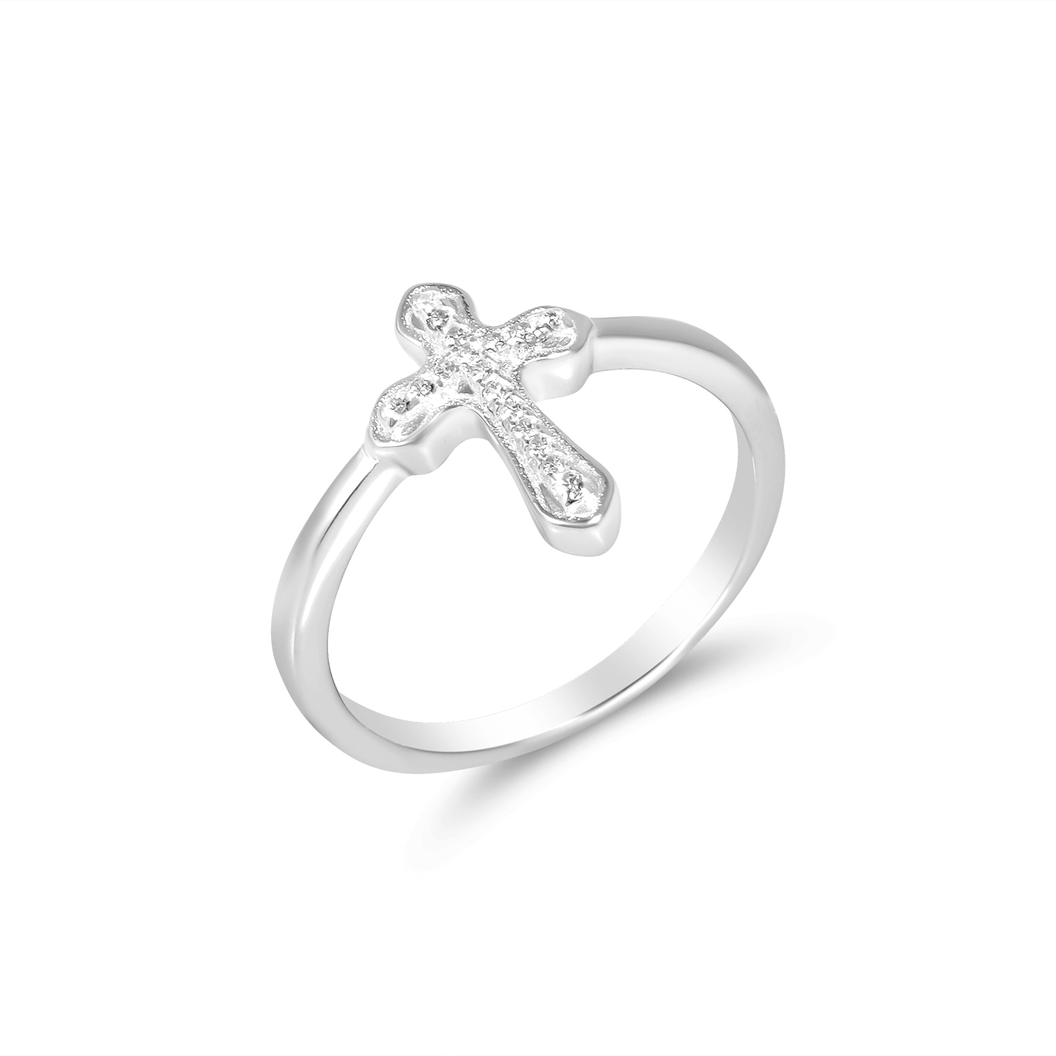 Inel argint dama model cruce pavata cu pietre Zirconia Divine Spark