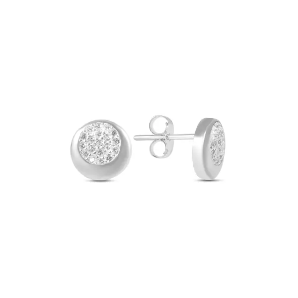 Cercei argint dama scurti cu cerc de pietre Zirconia pavate Circle Pave Glow