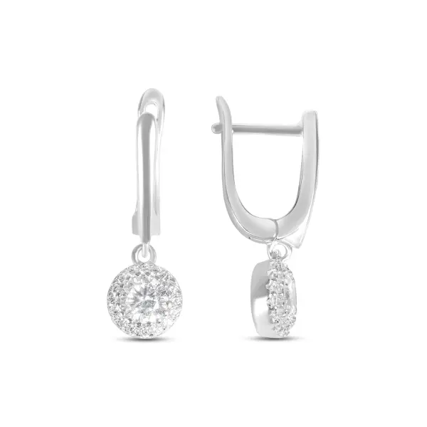 Cercei argint dama model rotund cu pietre zirconia Pure Spark Circle