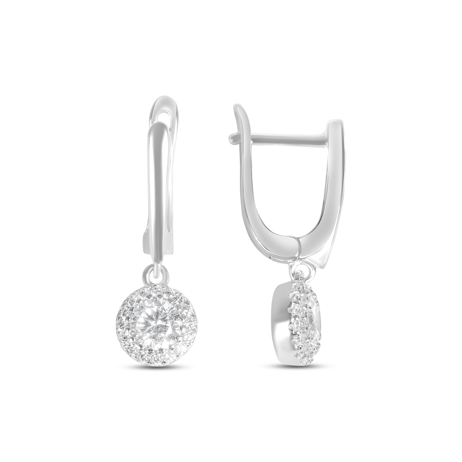 Cercei argint dama model rotund cu pietre zirconia Pure Spark Circle