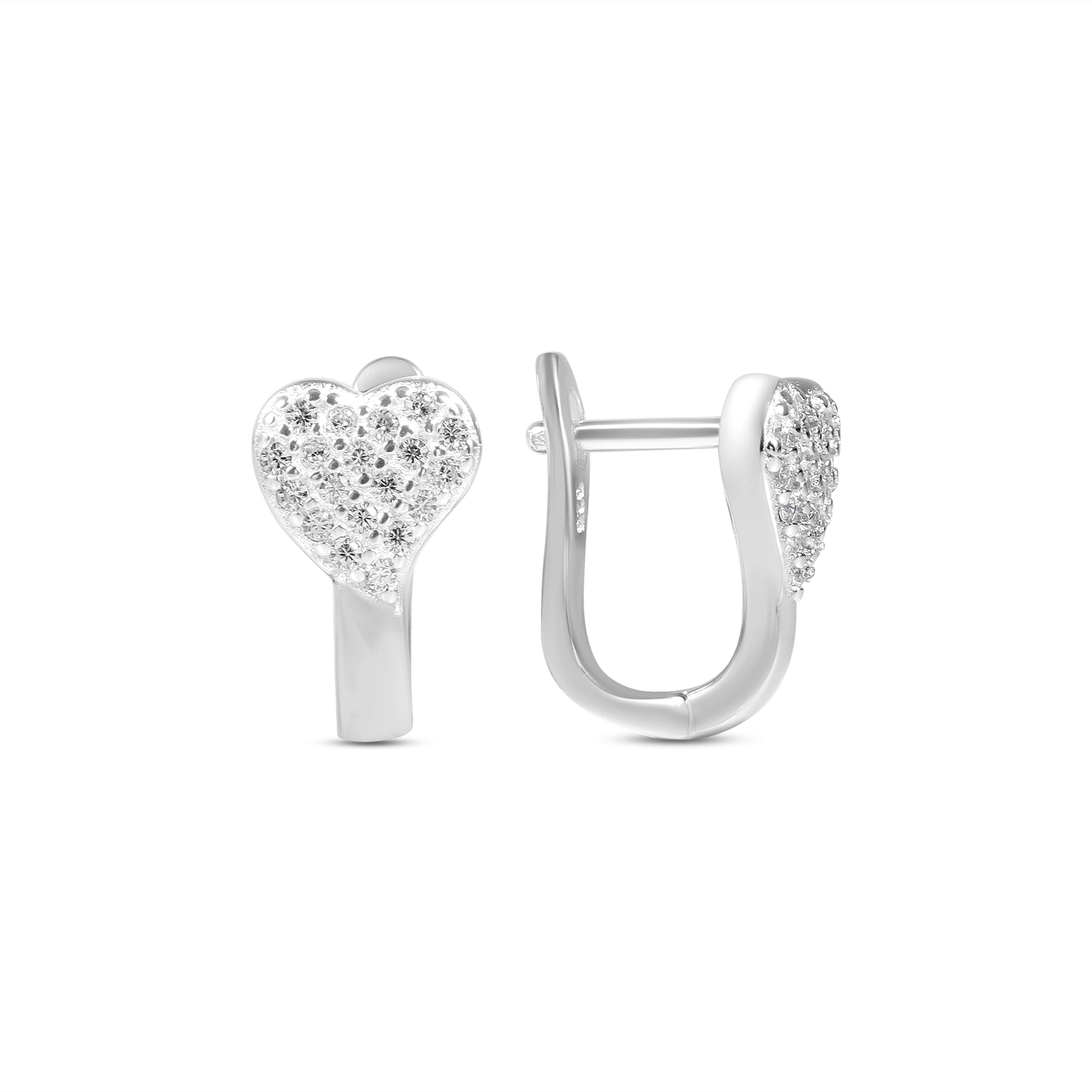 Cercei argint dama model inima cu pietre Zirconia pavate Pure Heart Sparkle