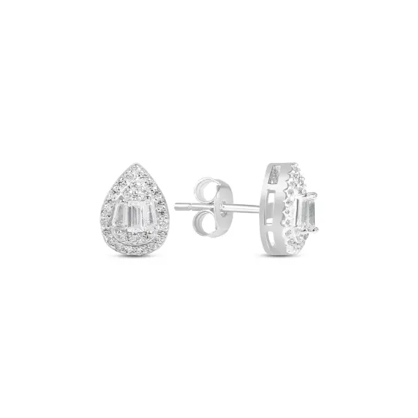 Cercei argint dama model picatura cu pietre Zirconia Elegant Drop Glow