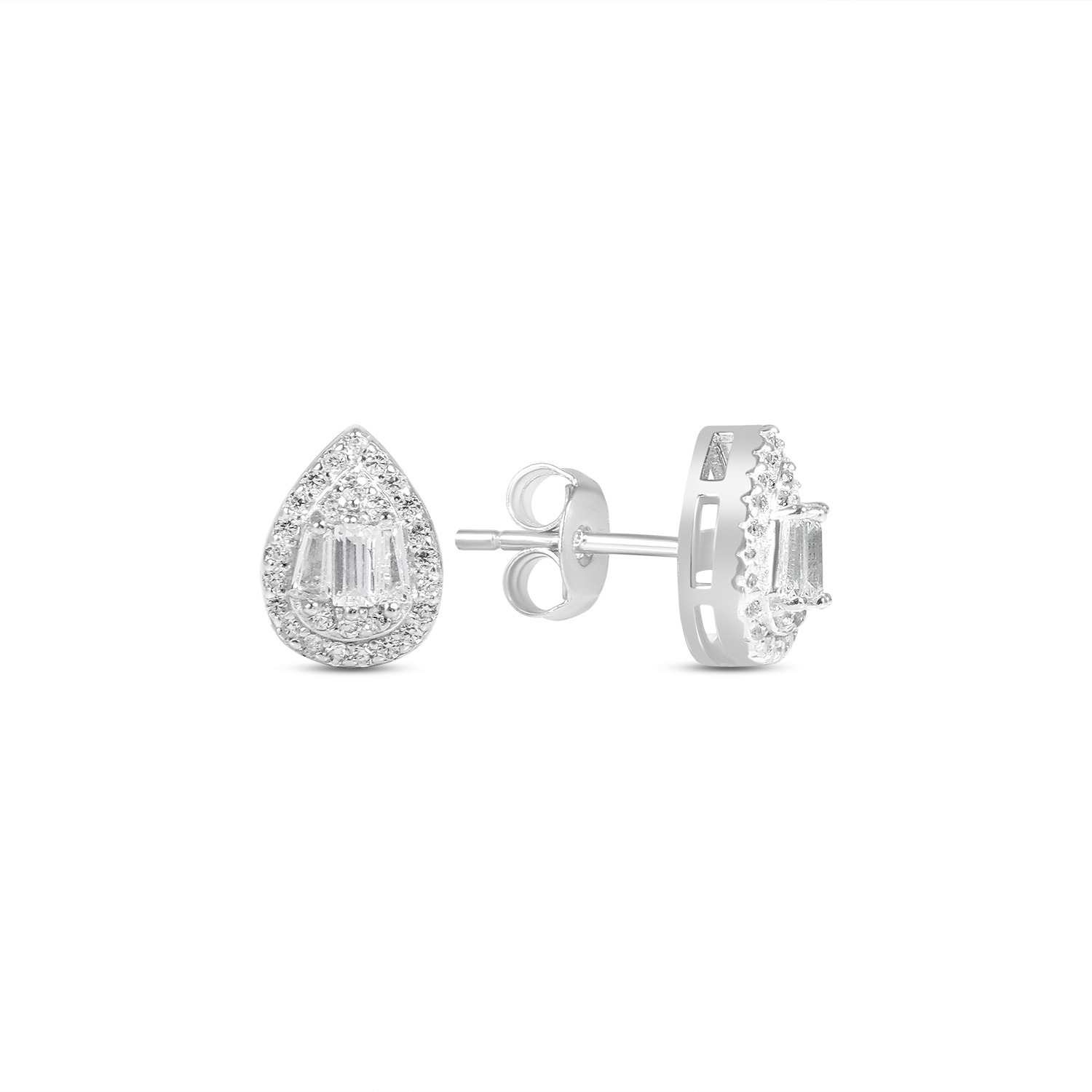 Cercei argint dama model picatura cu pietre Zirconia Elegant Drop Glow